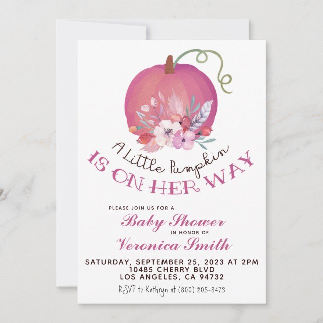 Pumpkin Fall Baby Dusche Einladung (Vorderseite)