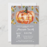 Pumpkin Fall Baby Dusche Einladung Grau