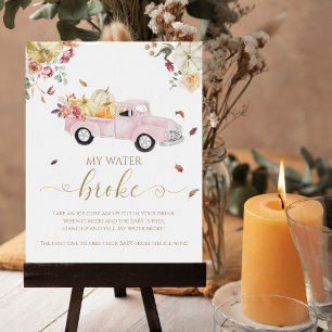 Pumpkin Fall Baby Dusche Mein Wasser Broke Spiel S Poster