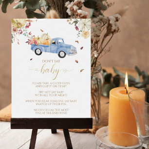 Pumpkin Fall Baby Dusche Say Baby Game Sign Poster