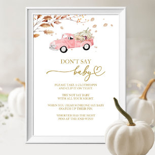 Pumpkin Fall Baby Dusche Say Baby Game Sign Poster