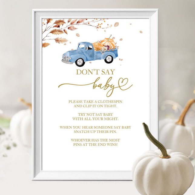 Pumpkin Fall Baby Dusche Say Baby Game Sign Poster (Von Creator hochgeladen)