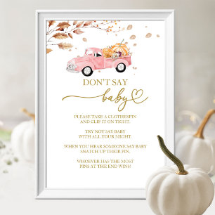 Pumpkin Fall Baby Dusche Say Baby Game Sign Poster