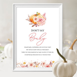 Pumpkin Fall Baby Dusche Say Baby Game Sign Poster