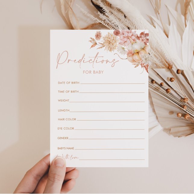 Pumpkin Fall Baby Shower Predictions Game Card Einladung (Predictions for baby | Fall Baby Shower)