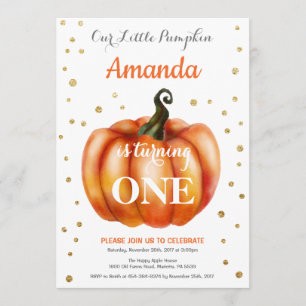 Pumpkin Fall Birthday Einladung Gold