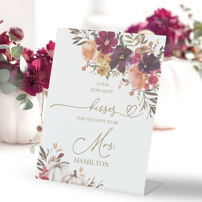 Pumpkin Fall Brautparty Wie viele Kisses unterschr Sockelschild (Von Creator hochgeladen)