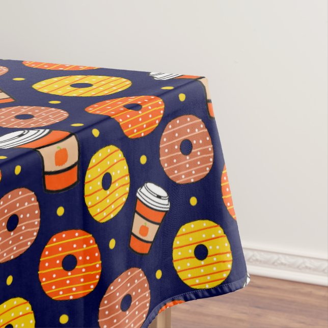 Pumpkin Fall Donuts & Kaffee Erntedank Blau Tischdecke (Beispiel)