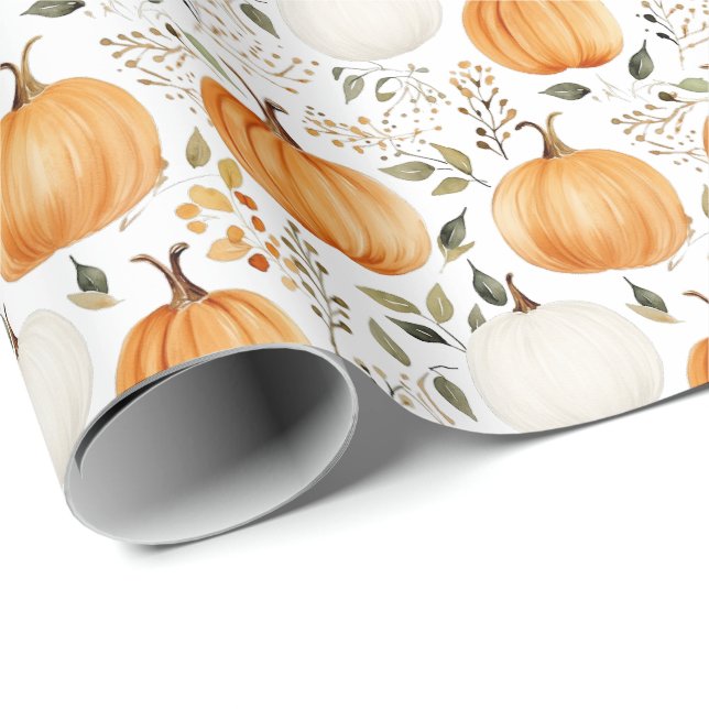 Pumpkin Fall Erntedank Rustikal Geschenkpapier (Rolleneckpunkt)