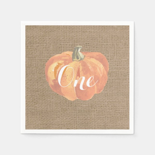 Pumpkin Fall Erste Geburtstagsparty Burlap Serviette (Vorderseite)