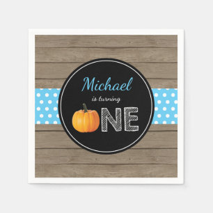 Pumpkin Fall Erster Geburtstag Party Blue Napkin Serviette