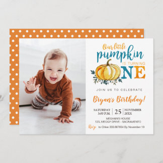 Pumpkin Fall First Birthday Einladung Fotografie
