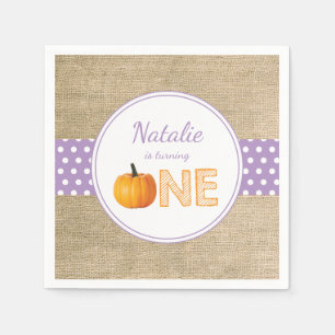 Pumpkin Fall First Birthday Party Lila Burlap Serviette