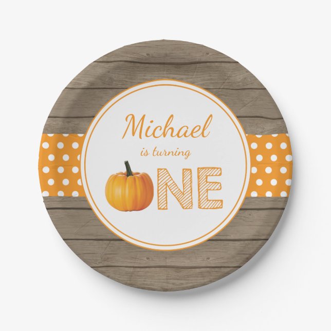 Pumpkin Fall First Birthday Party Paper Teller (Vorderseite)