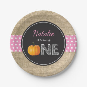 Pumpkin Fall First Birthday Party Paper Teller