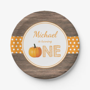 Pumpkin Fall First Birthday Party Paper Teller