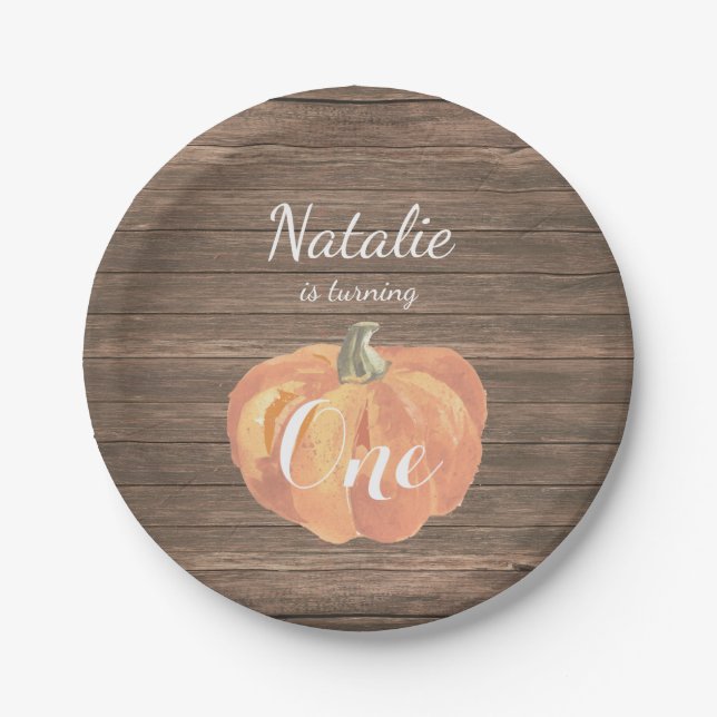 Pumpkin Fall First Birthday Party Paper Teller (Vorderseite)