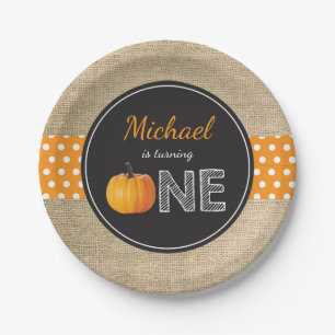 Pumpkin Fall First Birthday Party Paper Teller