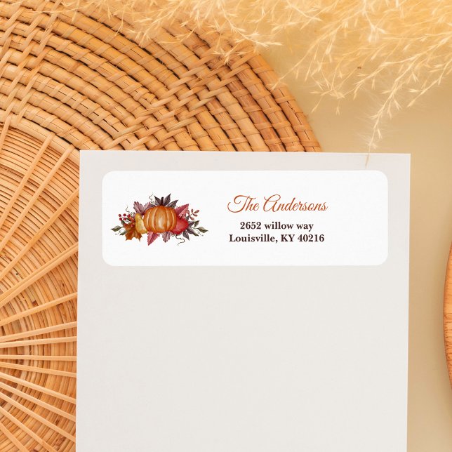 Pumpkin Fall Floral Baby Dusche Rücksendeadresse (Von Creator hochgeladen)