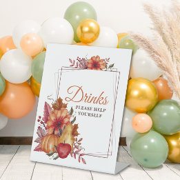 Pumpkin Fall Floral Baby Duschtränke Sockelschild