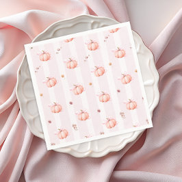 Pumpkin Fall Floral Girl Baby Shower Serviette