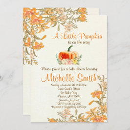 Pumpkin Fall Floral Rustic Baby Dusche Einladung
