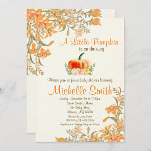 Pumpkin Fall Floral Rustic Baby Dusche Einladung