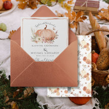 Pumpkin Fall Foliage Floral Wasserfarbe Hochzeit