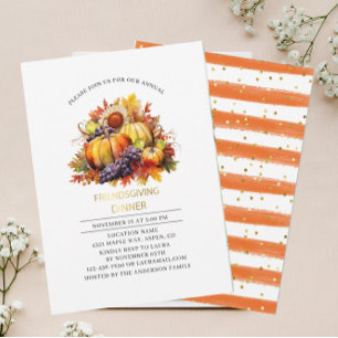 Pumpkin Fall Friendsgiving Dinner Aquarell Einladung