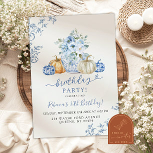 Pumpkin Fall Ginger Jar Chinoiserie Birthday Einladung