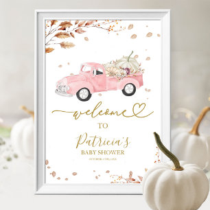 Pumpkin Fall Girl Babydusche Begrüßungszeichen Poster