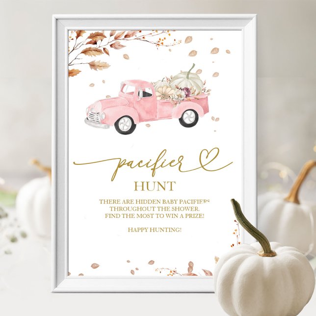 Pumpkin Fall Girl Babydusche Schnuller Jagd Zeiche Poster (Von Creator hochgeladen)