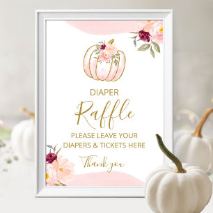 Pumpkin Fall Girl Babydusche Windelwanne Raffle Ze Poster
