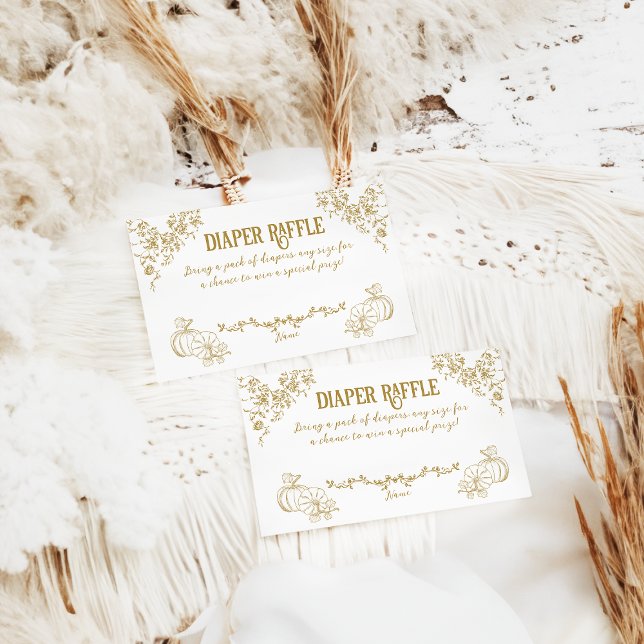 Pumpkin Fall Gold Whimsical Floral Baby Dusche Begleitkarte (Von Creator hochgeladen)