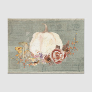 Pumpkin Fall Grau Orange Floral Mushroom Decoupage Seidenpapier