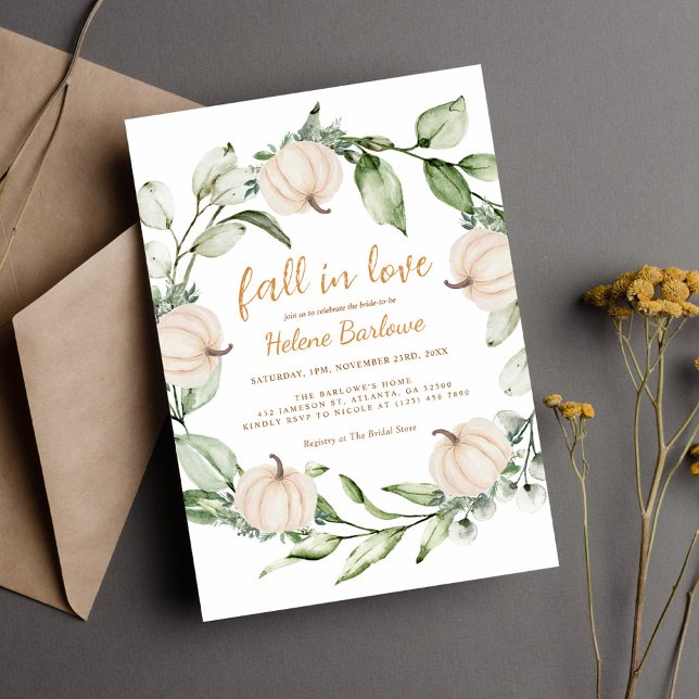 Pumpkin Fall Greenery Brautparty Einladung (Pumpkin Fall Greenery Bridal Shower Invitation)