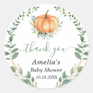 Pumpkin Fall Greenery Gold Foliage Gefallen Vielen Runder Aufkleber