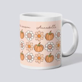 Pumpkin Fall Groovy Retro Name Daisy Coffee Tasse