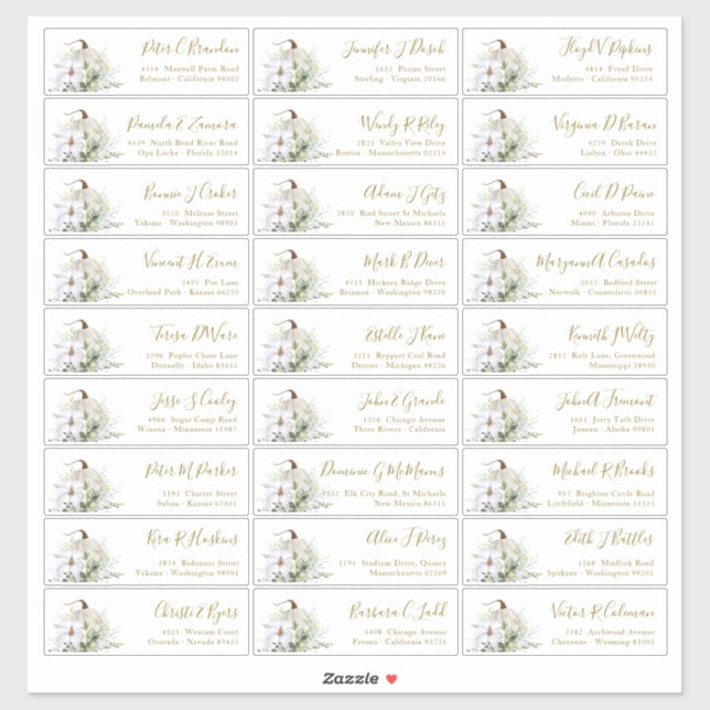Pumpkin Fall Guest Names Address Sticker (Blatt)