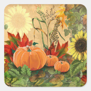Pumpkin Fall Harvest Quadratischer Aufkleber