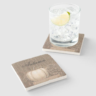 Pumpkin Fall Metallic White Gold Elegante Land Steinuntersetzer