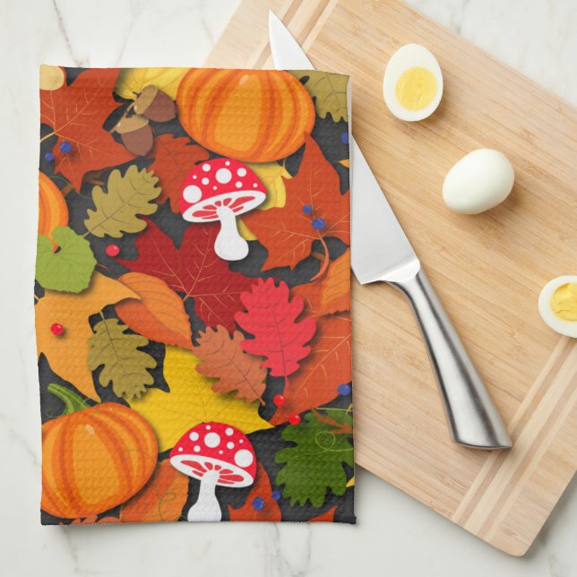 Pumpkin Fall Pattern Geschirrtuch (Viertel Falte)