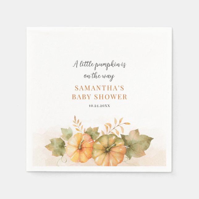 Pumpkin Fall Rust Blätter Girls Baby Shower Serviette (Vorderseite)