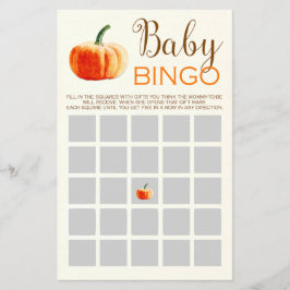 Pumpkin Fall Rustic Baby BINGO Babydusche Spiel Flyer