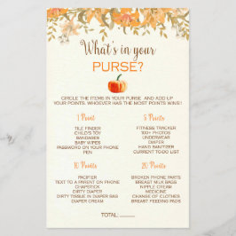 Pumpkin Fall Was ist in Ihrem Purse Baby Shower Ga Flyer