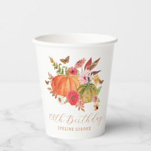 Pumpkin Fall Wildblume Floral 100. Geburtstag Pappbecher