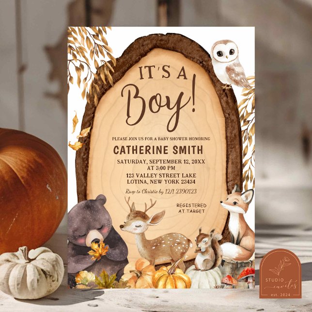 Pumpkin Fall Woodland Animal Baby Dusche Invitati Einladung (Von Creator hochgeladen)