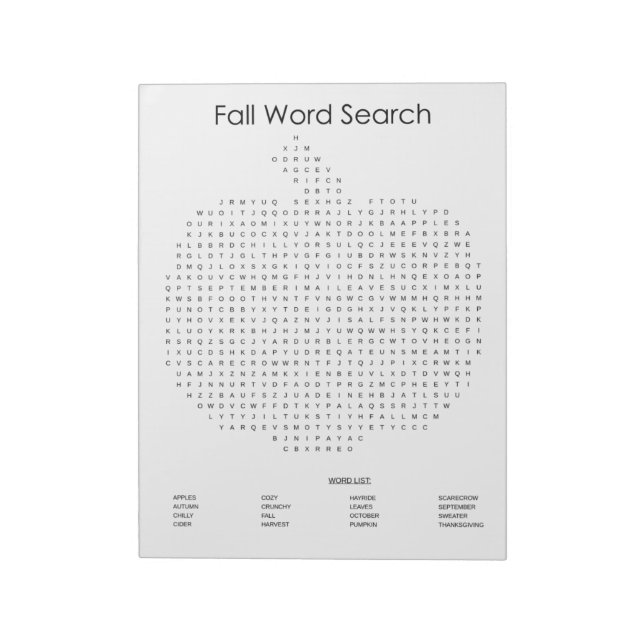 Pumpkin Fall Word Search Notizblock (Rotiert)