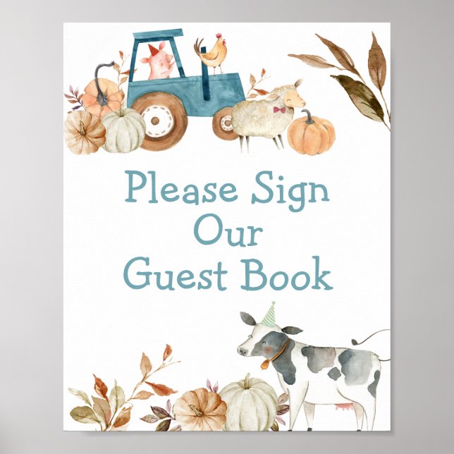 Pumpkin Farm Animal Tractor Bitte Unterschreiben S Poster (Vorne)
