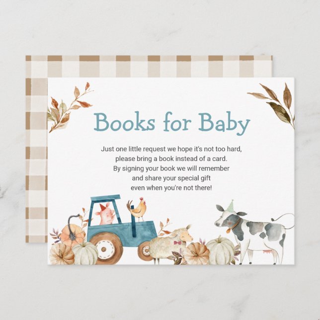 Pumpkin Farm Animal Tractor Books for Baby Postkarte (Vorne/Hinten)